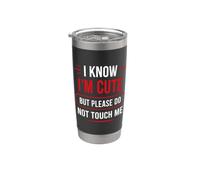 Warning Introvert I Know I’m Cute But Please Do Not Touch Me Bicchiere termico in acciaio inox doppia parete