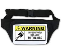 Warning May Constantly Talk About Mechanics Car Piston Graphic Marsupio Marsupio Bianco