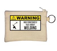 Warning May Constantly Talk About Welding Portachiavi portamonete beige