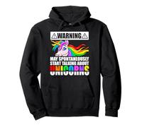 Warning May Spontaneously Start Talking About Unicorns Gift Felpa con Cappuccio
