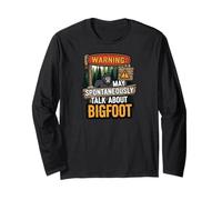 Warning May Spontaneously Talk About Bigfoot Funny Sasquatch Maglia a Manica