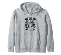 Warning May Start Talking About History Citazione Divertente Felpa con Cappuccio