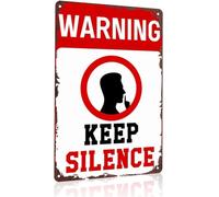 Warning Quiet Zone Sign Keep Silence Vintage Tin 8 X 12 in