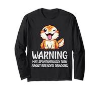 Warning Talk About Bearded Dragon Beardie Bambini Donne Uomini Maglia a Manica