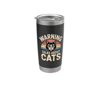 Warning Talks About Cats Bicchiere termico in acciaio inox doppia parete