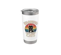 Warning Talks About Cats Bicchiere termico in acciaio inox doppia parete