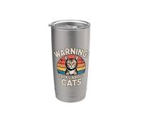 Warning Talks About Cats Bicchiere termico in acciaio inox doppia parete