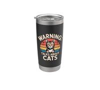 Warning Talks About Cats Bicchiere termico in acciaio inox doppia parete