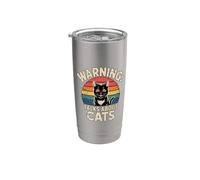 Warning Talks About Cats Bicchiere termico in acciaio inox doppia parete