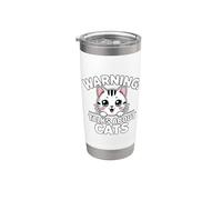 Warning Talks About Cats Bicchiere termico in acciaio inox doppia parete