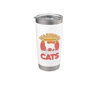 Warning Talks About Cats Bicchiere termico in acciaio inox doppia parete