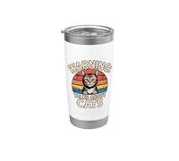 Warning Talks About Cats Bicchiere termico in acciaio inox doppia parete