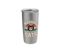 Warning Talks About Cats Bicchiere termico in acciaio inox doppia parete