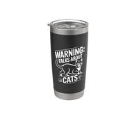 Warning Talks About Cats Bicchiere termico in acciaio inox doppia parete