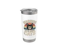 Warning Talks About Cats Bicchiere termico in acciaio inox doppia parete