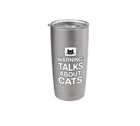Warning Talks About Cats Bicchiere termico in acciaio inox doppia parete