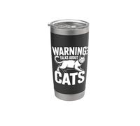 Warning Talks About Cats Bicchiere termico in acciaio inox doppia parete