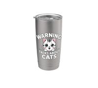 Warning Talks About Cats Bicchiere termico in acciaio inox doppia parete