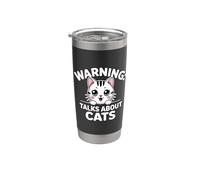 Warning Talks About Cats Bicchiere termico in acciaio inox doppia parete