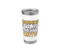 Warning Talks About Cats Bicchiere termico in acciaio inox doppia parete