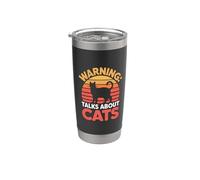 Warning Talks About Cats Bicchiere termico in acciaio inox doppia parete