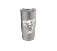 Warning Talks About Cats Bicchiere termico in acciaio inox doppia parete