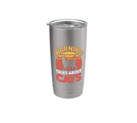 Warning Talks About Cats Bicchiere termico in acciaio inox doppia parete