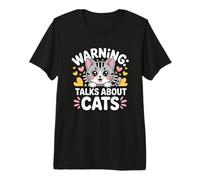 Warning Talks About Cats Maglietta Premium