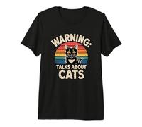 Warning Talks About Cats Maglietta Premium