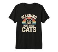 Warning Talks About Cats Maglietta Premium