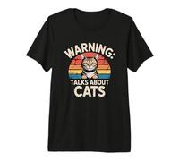Warning Talks About Cats Maglietta Premium