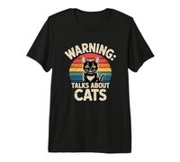 Warning Talks About Cats Maglietta Premium