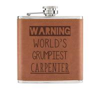 Warning The World's Grumpiest Carpenter Borraccia Coscia In PU Leather 6oz Tan
