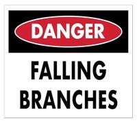 Warning Tree Branch Fall Zone Metal Tin Sign 12x8 Inch