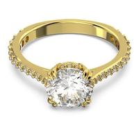warovski 5642617 Stilla Cocktail Ring - Round Cut White Zirconia, Gold-Tone Plated, Size 52