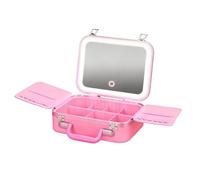 WARRIOO Grande Capacità Organizzatore Cosmetico Da Viaggio Illuminazione a LED Regolabile Accessori Trucco Portatile Caso di Immagazzinaggio Portatile Vanity Case Luminosità Regolabile, A, Bellezza di