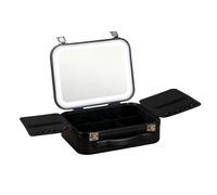 WARRIOO Grande Capacità Organizzatore Cosmetico Da Viaggio Illuminazione a LED Regolabile Accessori Trucco Portatile Caso di Immagazzinaggio Portatile Vanity Case Luminosità Regolabile, nero, Bellezza