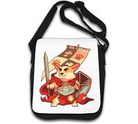 Warrior Corgi Cartoon Fighter Pup Dog Art Borsa a tracolla bianca