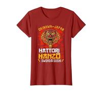 Warrior Guerriero Okinawa Japan Hattori Hanzo Sword And Sushi Maglietta, Donna, Mirtillo Rosso, S