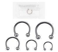 WARRIOR Piercing Ferro Cavallo Circular Barbell STERILE in Titanio G23 Ipoallergenico Septum Nose Trago Helix cartilagine Singolo Pezzo Misura 16G(1.2mm) Singolo Pezzo(8)