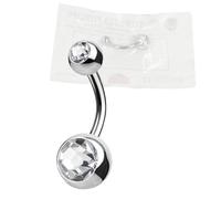 WARRIOR Piercing Ombelico Banana con Pietro Bianco Belly Button Sterile in Titanio 14G(1,6mm) Piercing del Corpo Barra Singolo Pezzo PTD-02