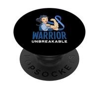 Warrior Unbreakable Blue Colorettal Cancer Support Tee PopSockets PopGrip Adesivo