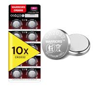 Warriors 10X Batteria CR2032 3V 240mAh Litio a Bottone | Confezione antimanomissione per chiavi, bilance, calcolatrici, dispositivi medici, luci LED e piccoli elettronici