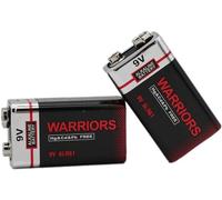 Warriors 2X batteria 9V batterie 9 volt pila pile 9v alcaline, extra potenza, extra lunga durata per rilevatori di fumo, irrigatori da giardino e sensori di allarme 6lr61 6F22 PP3 MN1604 (2X)