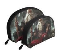 Warriors with Axes and Shields - Trousse da viaggio per trucchi, 2 pezzi, portatile, da viaggio, bianco, Taglia unica
