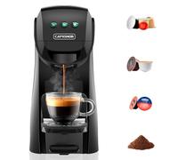 Warriors1 Macchina da Caffè Capsule 4in1 per Nespresso, Lavazza A Modo Mio, Dolce Gusto e Caffè Macinato, 20bar, 0,8L, Forza di Infusione Regolabile, Compatta per Casa e Ufficio