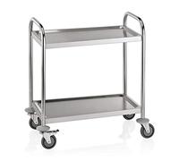 WAS 1950 004 - Carrello da servizio in acciaio INOX, 4 ruote orientabili con paracolpi, 2 bordi, distanza 46,0 cm, lunghezza 71 cm, larghezza 41 cm, altezza 84 cm