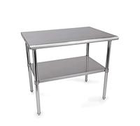 WAS 1970 120 - Tavolo da lavoro in acciaio cromato nichelato con piano di lavoro rinforzato e ripiani regolabili, altezza 120 cm, larghezza 70 cm, altezza 89 cm