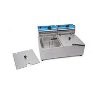 WAS 3402 255 - Friggitrice in acciaio INOX, 2 x 5,5 l, lunghezza 53 cm, larghezza 42 cm, altezza 30 cm, 230 V/2500 W, 50-60 Hz