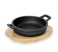 WAS 3535 100 Serie 201 - Padella in ghisa con sottobicchiere in legno, diametro 10 cm, altezza 3,2 cm
